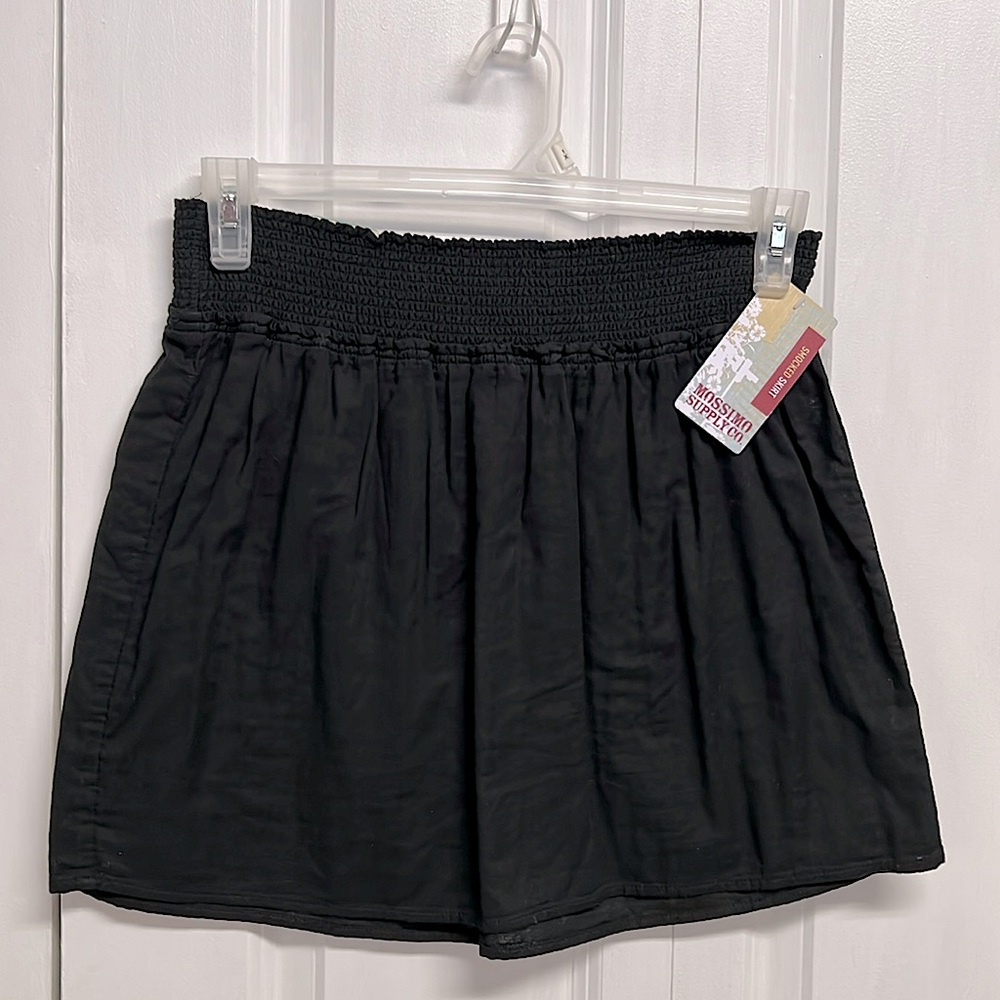 Mossimo Black Ebony Smocked Waist Mini Skirt Jr Size M NWT - Picture 1 of 7